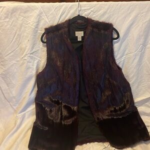 Chico’s burgundy faux fur vest. Size 2=L-XL